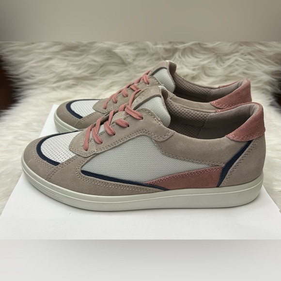 ECCO  Size 9 - 9.5 Soft Classic Retro Tie Trainers Sneaker Shoes Grey Rose - Picture 6 of 14